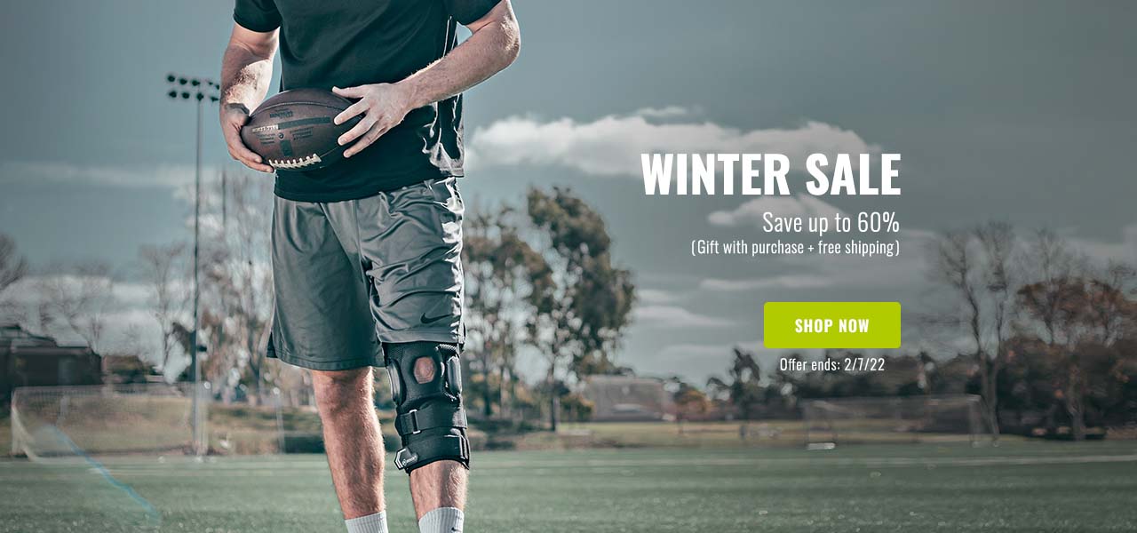 Save up to 60% - athlete wearing elbow brace
